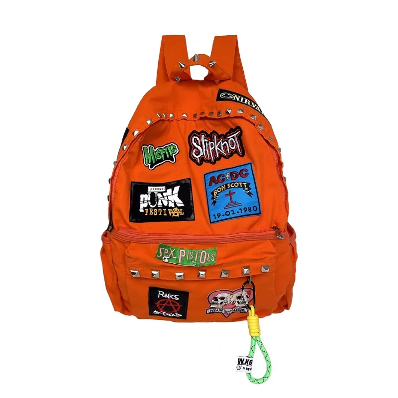 Fashion Original Punk Rock Backpack Subculture Embroidered Rivet Backpack Spicy Girl Y2k Large Capacity Personalized Backpack