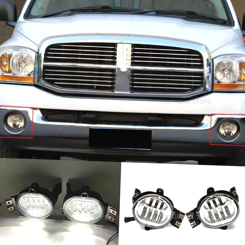 

For Dodge Ram 1500 2002 2003 2004 2005 2006 2007 2008 LED Fog Lamps Car Front Bumper Driving Light White DRL Car Accessorie