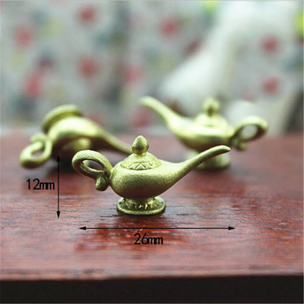 1:12 Dollhouse Miniature Mini Gold Teapot Model Kitchen Furniture Accessories For Doll House Decor Kids Pretend Play Toys Gift