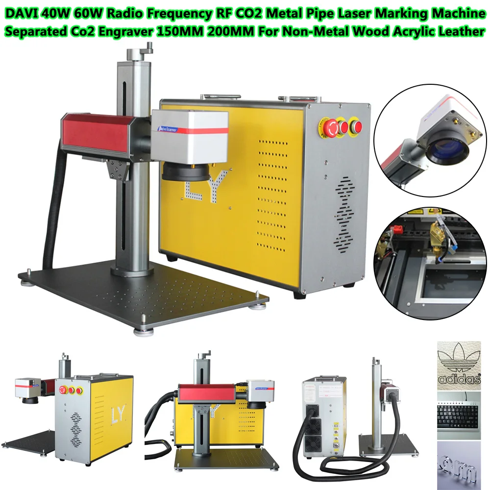 

DAVI Separated CO2 Metal Tube Laser Marking Engraving Machine 40W 60W-150MM 200MM Radio Frequency RF Marker For Non-Metal Wood