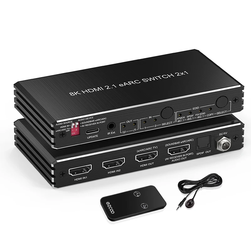 8K60 HDMI-Switch mit eARC Audio-Extraktion und automatischer Umschaltung für Heimkino
