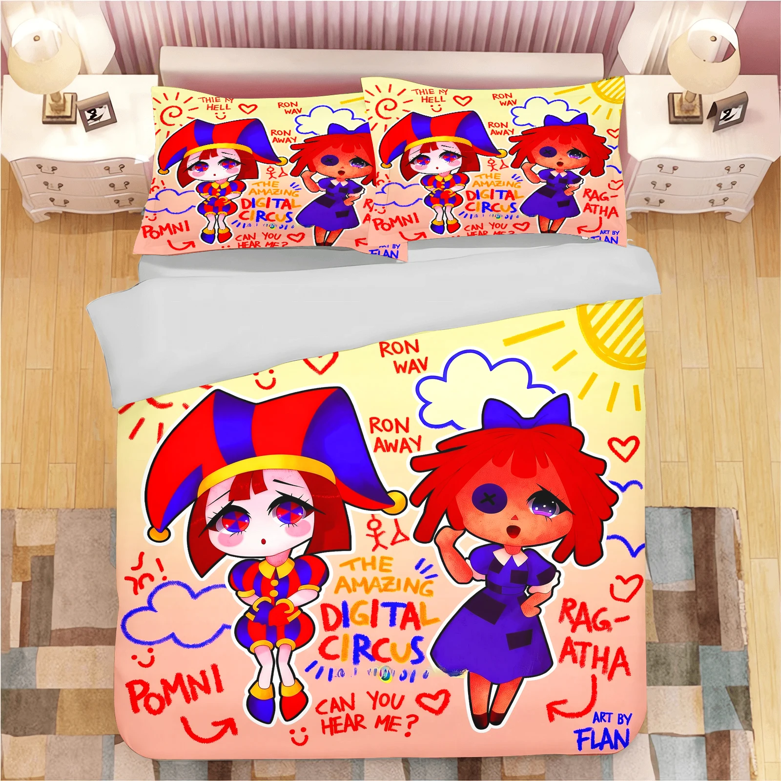 The Amazing Digital Circus Bedding Set Exquisite Bed Supplies Set  Duvet Cover Bed Comforter Set Bedding Set Birthday Gifts