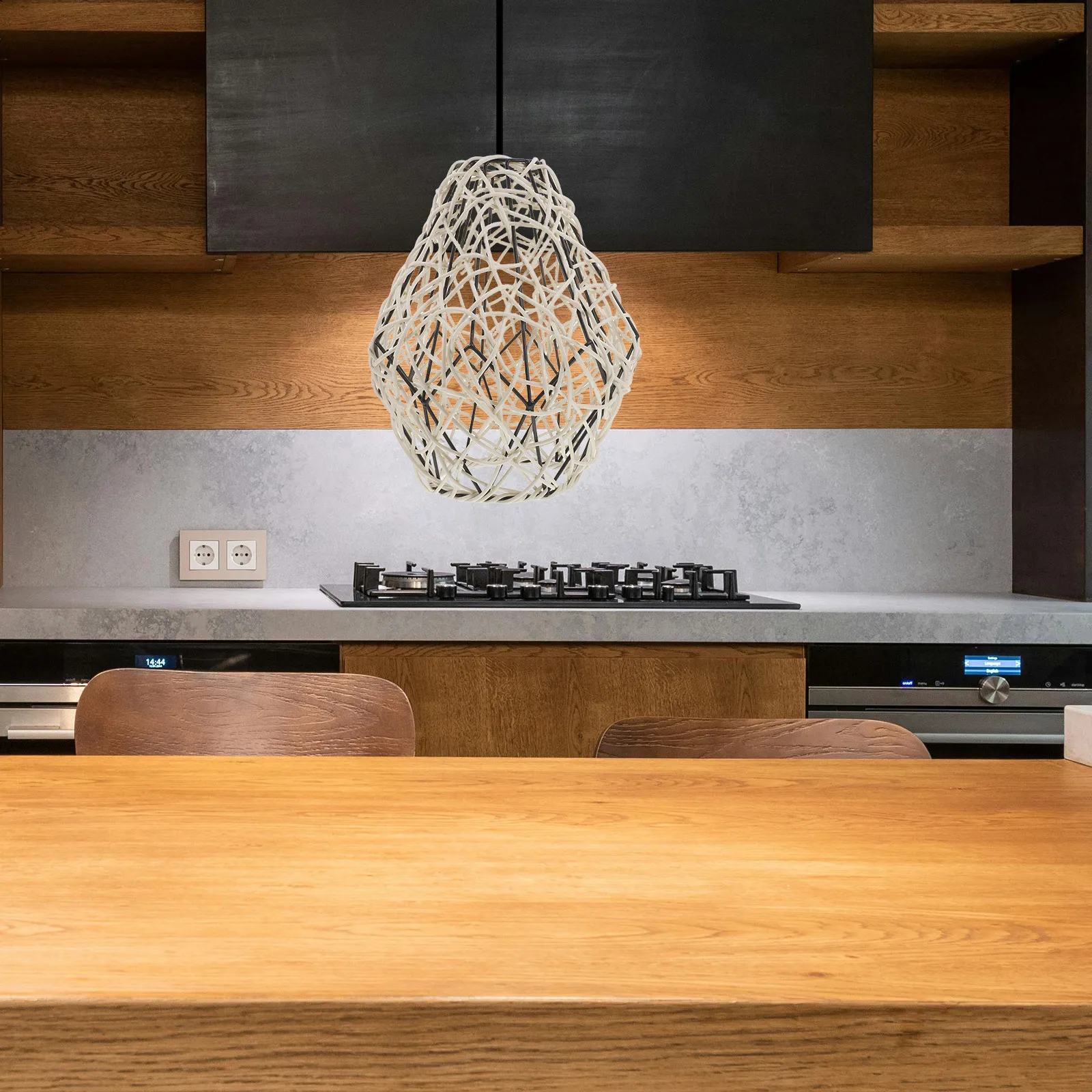 

Unique Plastic Rattan Pendant Lamp Shade Artistic Indoor Dining Living Room Cafe Hanging Lamp Cover Light Fixture