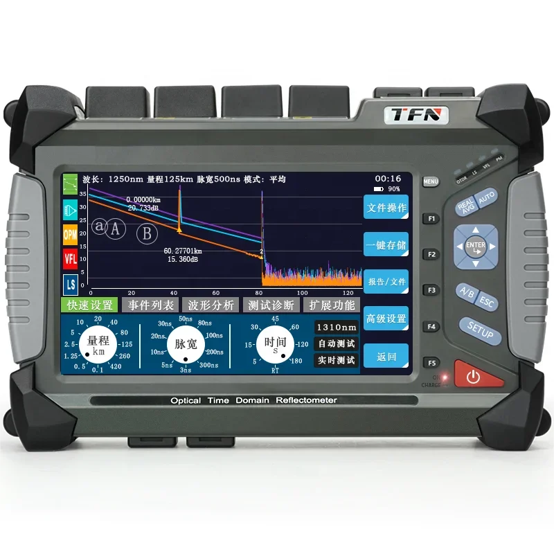TFN F7-S3 SM 42/40dB 160KM OTDR لغة تخصيص مقياس انعكاس المجال الزمني البصري