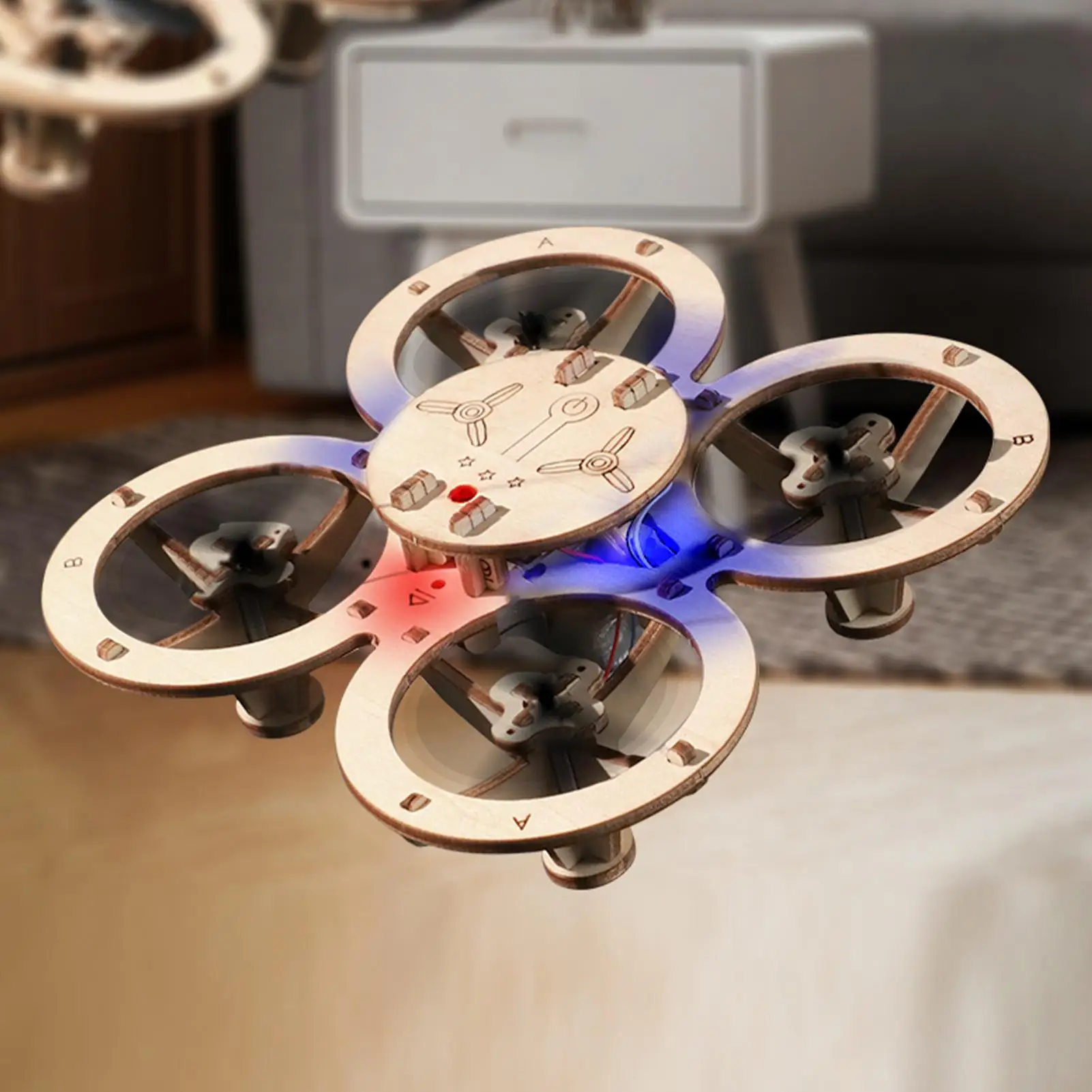 Wooden DIY Rc Drone Kit Assembled Remote Control Flying Toy Electtric Handmade Quadcopters Remote Aircraft Science Gadget