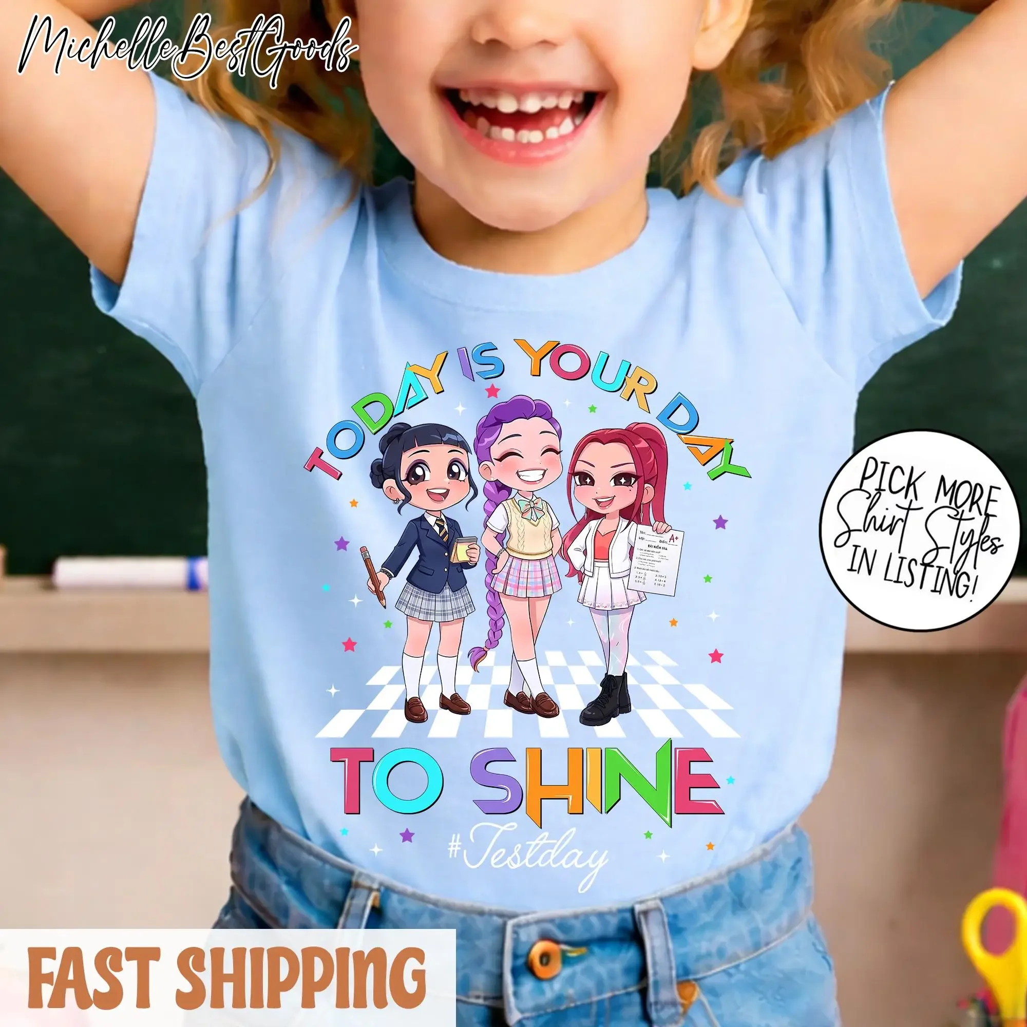 

Рубашка Day Huntrix Kpop Hunter | Сегодня — твой день, чтобы сиять. | Мотивационная школьная футболка