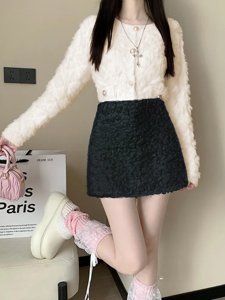 Gonna a trapezio a vita alta da donna con design a volant Gonna aderente in tessuto poliestere Sle casual Sweet Sle f-lunghezza