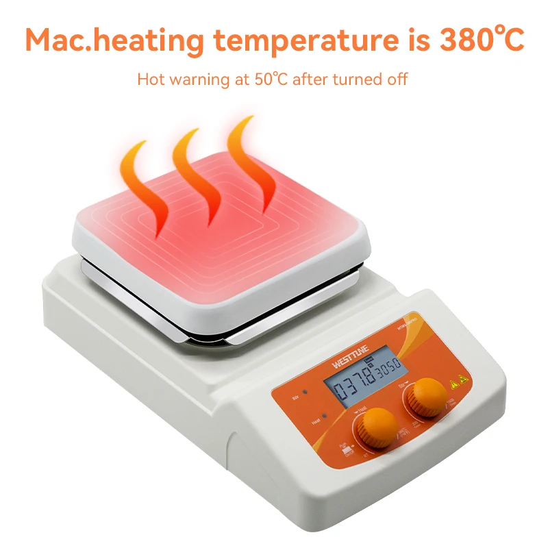 WESTTUNE محرك مغناطيسي مع محرك التدفئة شاشة ديجيتال ترموستاتي خلاط مغناطيسي مختبر خلاط أطباق ساخنة 1500 دورة في الدقيقة #3