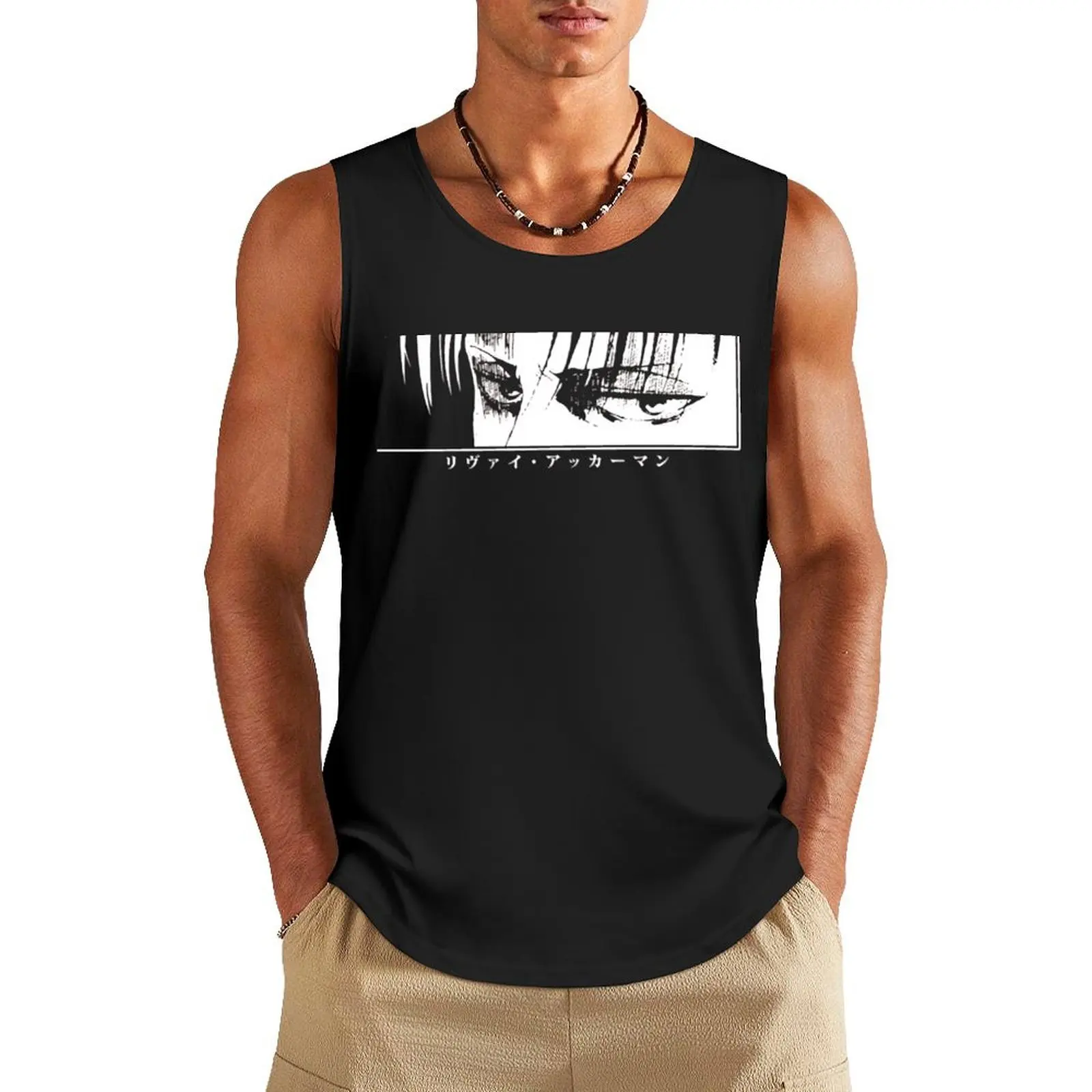 Levi - Stare - SnK T-Shirt.png Tank Top men clothing bodybuilding for men Gym t-shirt man summer clothes