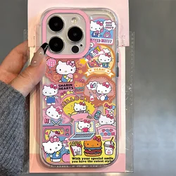 Etui na telefon Cute Sticker Labels Hello Kitty do Samsung A12 A13 A15 A22 A23 A24 A25 A30 A53 A54 A55 A72 A73 5G Transparent Cover