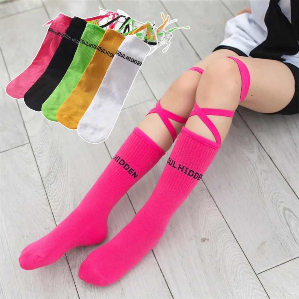 Ins Cross-Strap Children's Tube Socks 3-12 Years Old Girl Knee Socks Calf Socks Letters