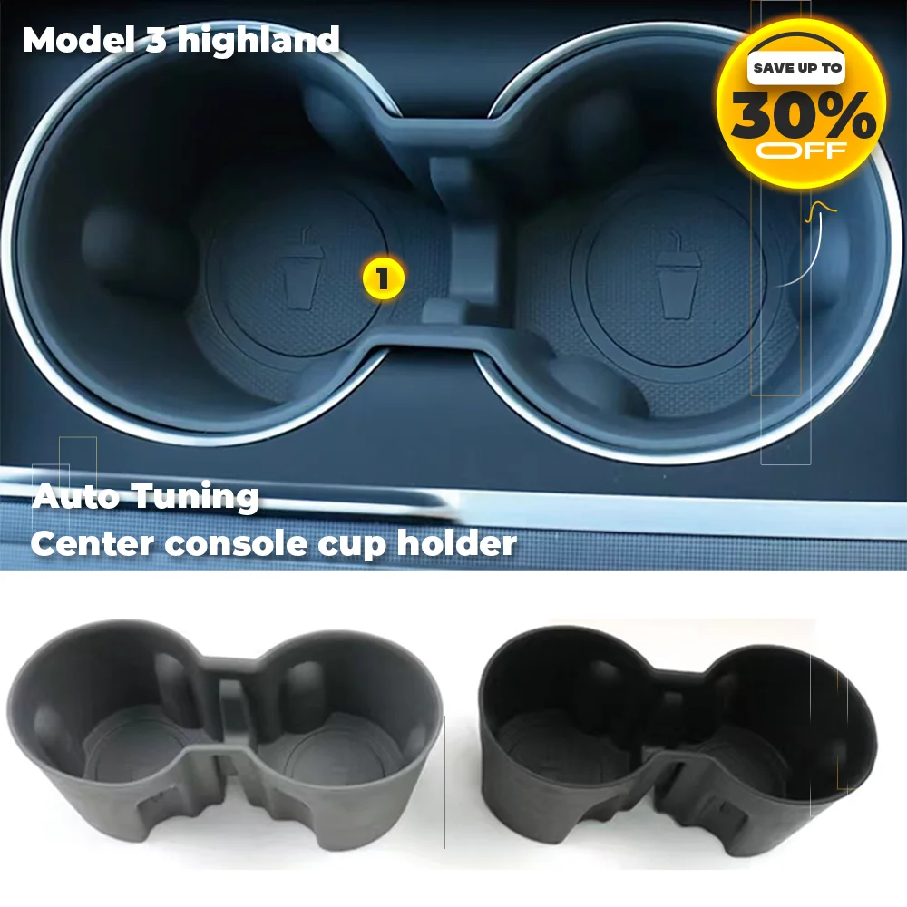 

Tesla Water Cup Holder For Model 3 Highland 2024 Center Console Organizer TPE Storage Box Newest Model3 Car Accessories