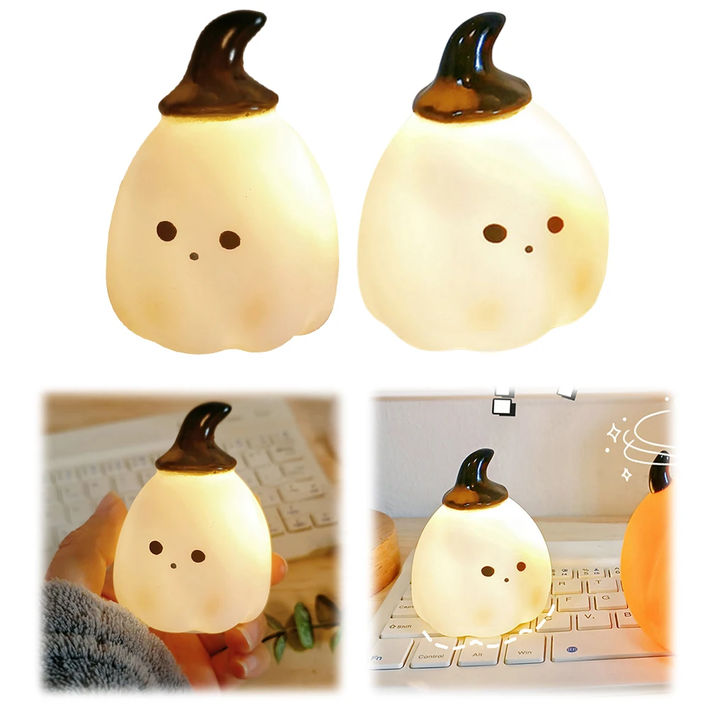 

Halloween LED Childrens Night Light Food Grade Silicone Cute Pumpkin/Ghost Decorative Light for Nursery Baby Room