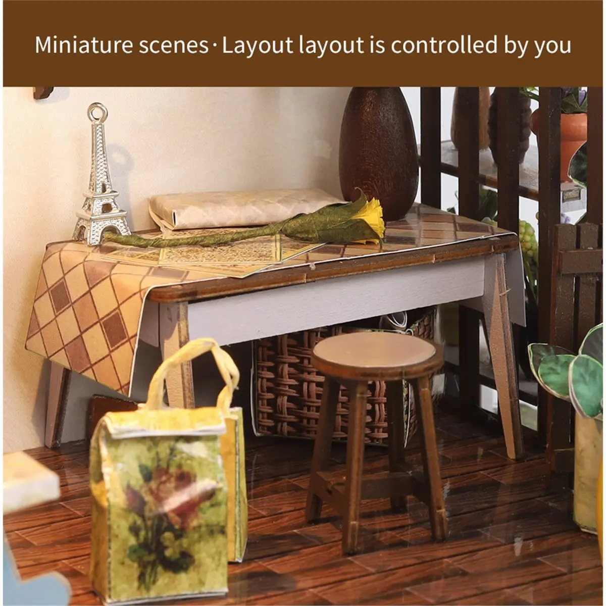電動工具セット-diy-木製ミニチュア組み立てキット-家具付きドールハウス、フラワーキャビン-カーサドールハウス、手作りミニハウス