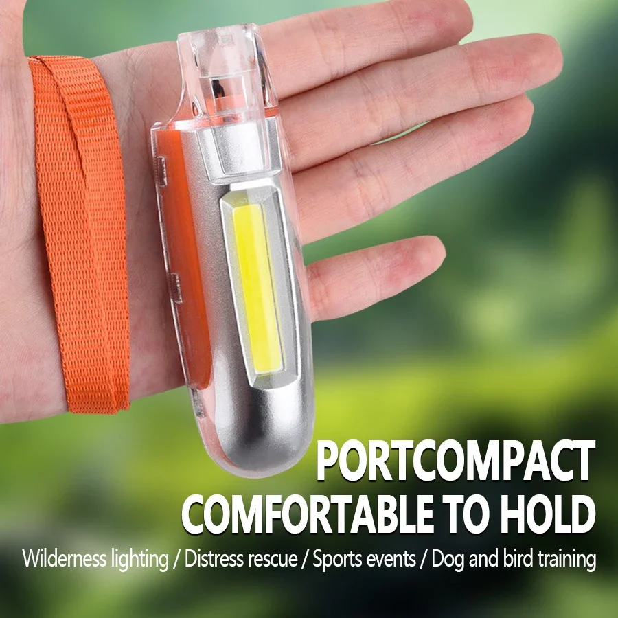 Mini Flashlight TYPE-C Rechargeable Hanging Neck Whistle Light 3 Modes LED Light Up Whistle with Lanyard for Outdoor Survival