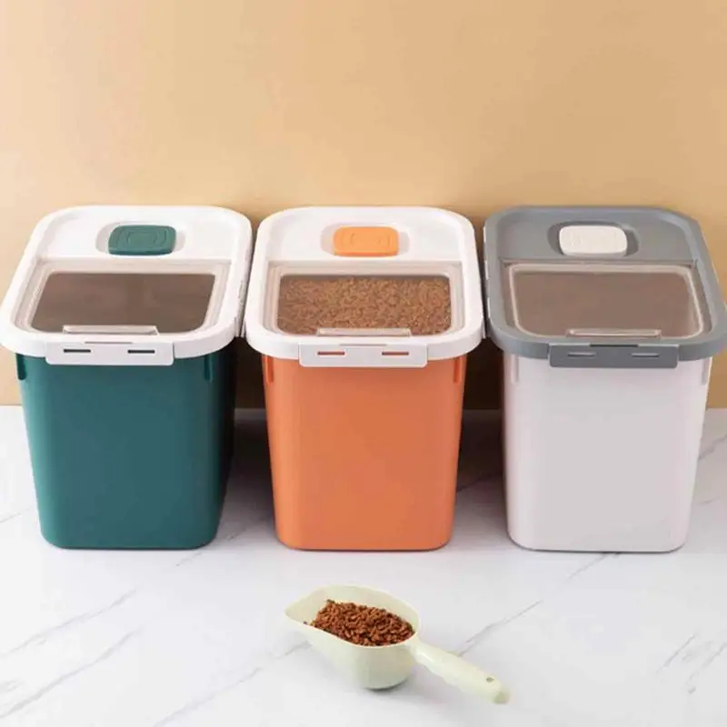 Pet Food Storage Container Pet Treat Rice Bin Dry Food Storage Moisture Proof Cat Puppy Food Bin With Locking Lid Pet Jars