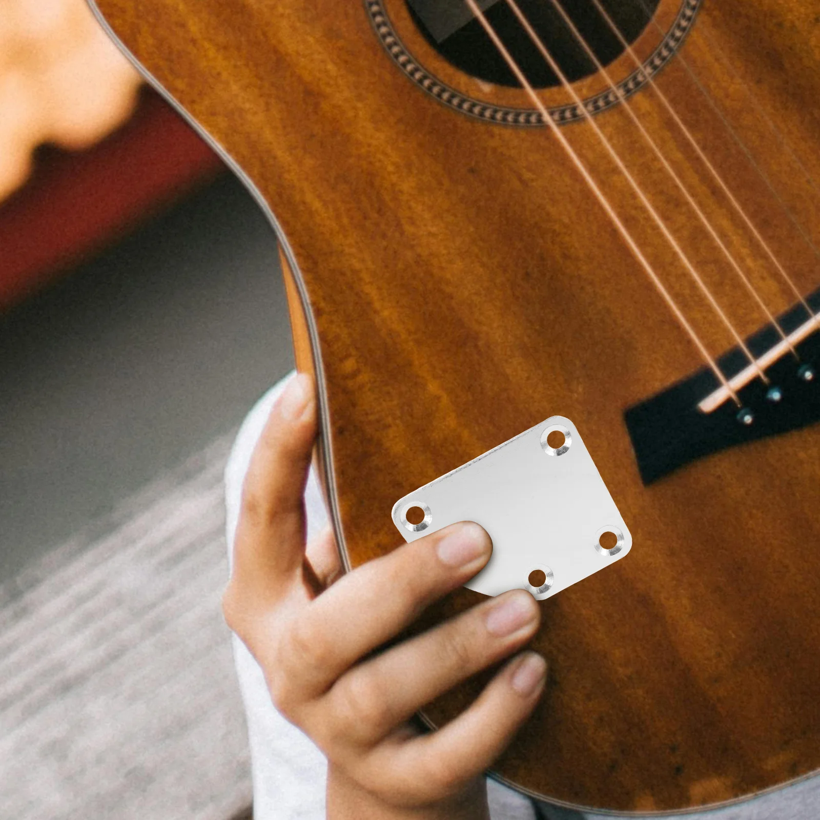 

1Set Silver Guitar Neck Plate Curved Semi-Round Neck Joint Plate Mounting Screws for Electric Guitar Bass Replacement