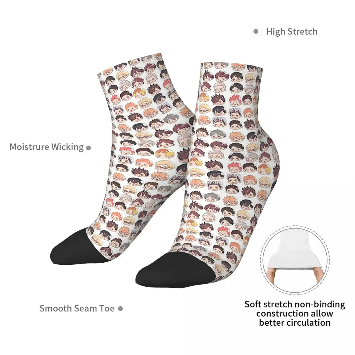 Haikyuu-Chaussettes à tête Chibi Harajuku, bas toutes saisons, accessoires pour cadeaux unisexes, haute qualité