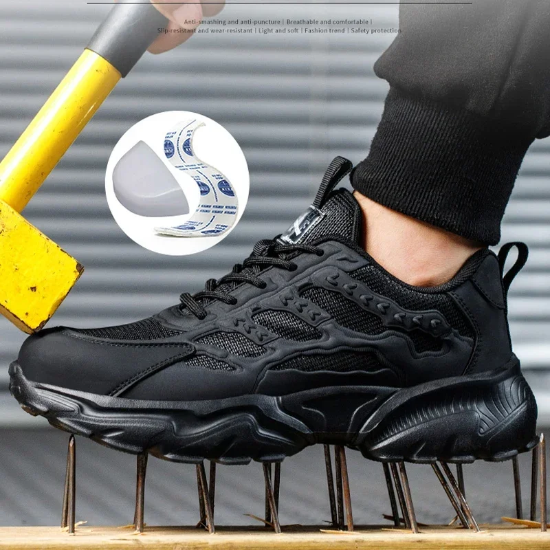 2023 Latest White Safety Shoes Sneakers Men Steel Toe Cap Work Boots Anti-smash Anti-puncture Lightweight Protective Footwear