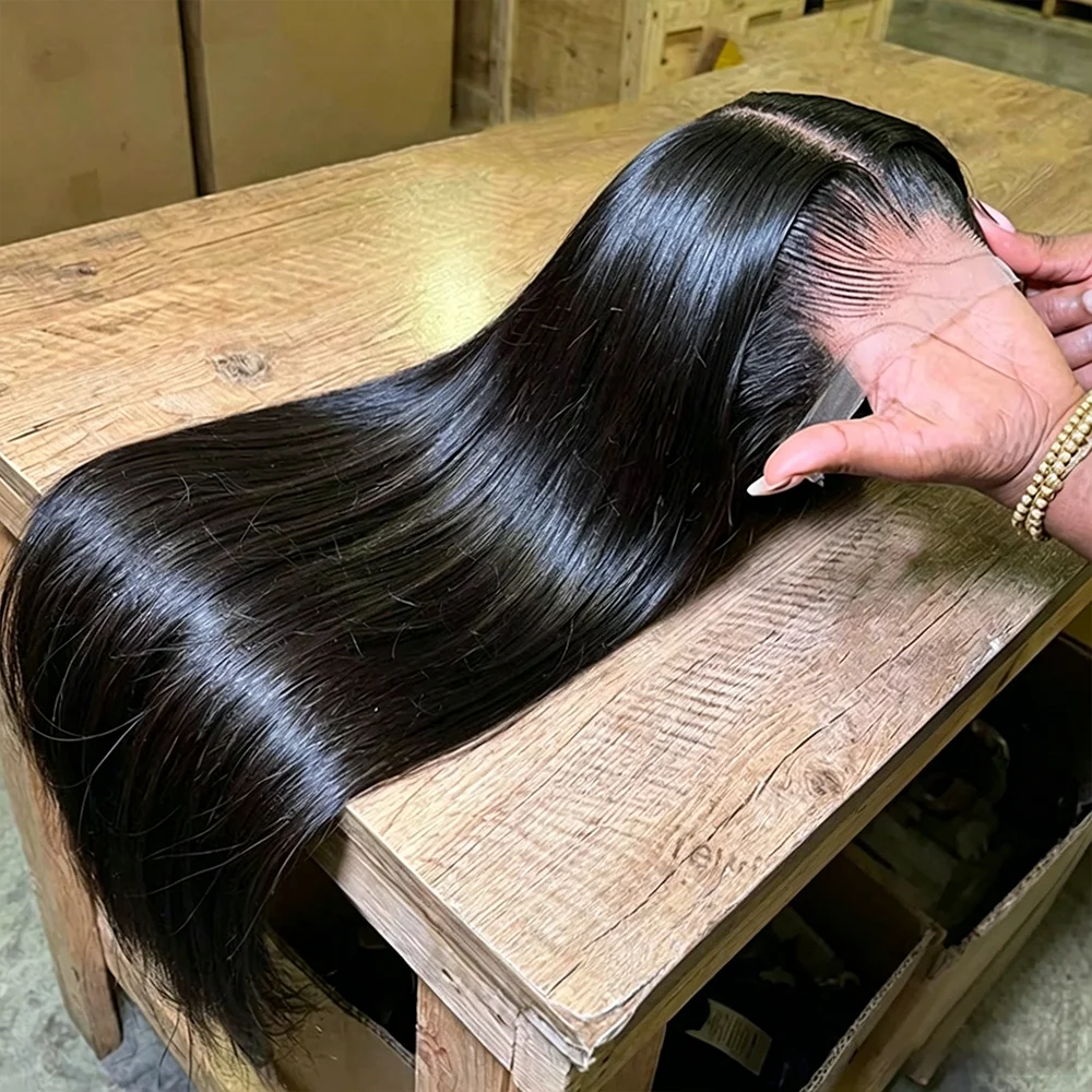 

250% Density 13x4 Transparent Bone Straight 30 40 Inches Lace Frontal Human Hair Wigs Brazilian Frontal Wigs For Women