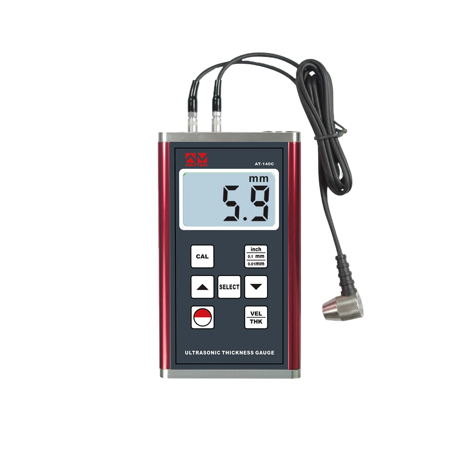 

AT-140C Ultrasonic Thickness Gauge With Backlight Thickness Gauge Measuring Range 0.75mm~400mm (45 # Steel, Determined By Probe)