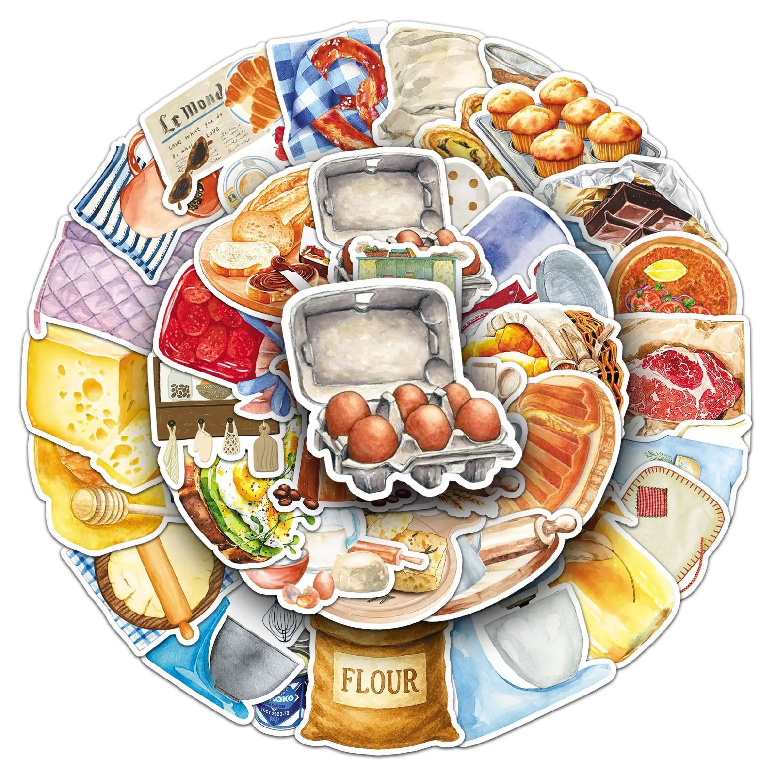 50 pezzi di cottura, guarigione, rinfresco, adesivi per cartoni animati, decorazione, valigia, scrapbooking, telefono, laptop, cancelleria, giocattolo regalo