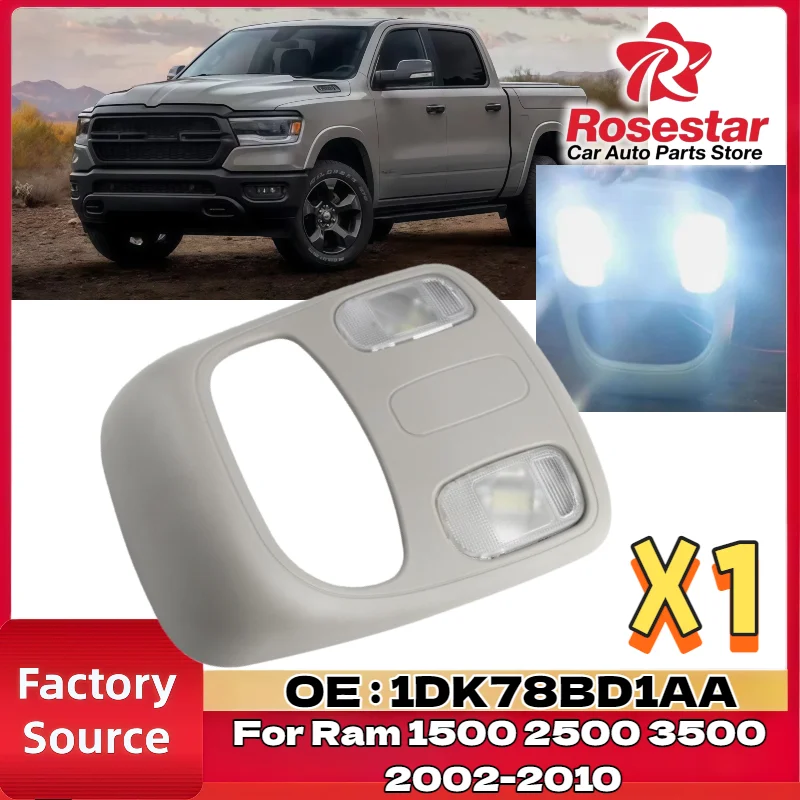 

1DK78BD1AA LED Interior Roof Dome Light For Dodge RAM 1500 2500 3500 4500 5500 (2006-2010), Overhead Console Reading Light
