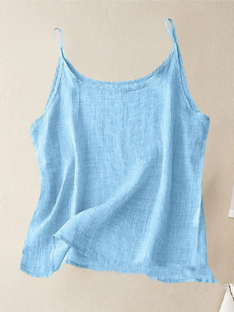 

Vintage Cotton Linen Suspenders For Women In Summer Vest Loose Top T Shirt Fashion Solid Casual Tshirt T Shirts Women Clothes