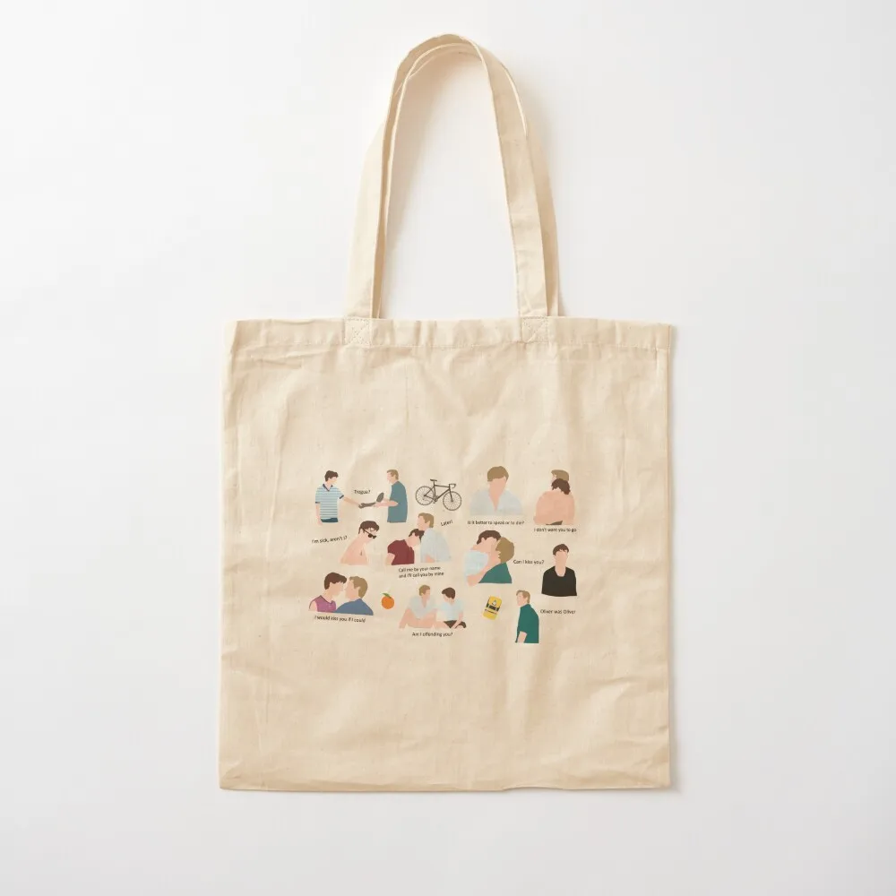 Call Me By Your Name pattern with movie quotes Tote Bag Women's shopper bag Candy bags canvas tote bags ecological bags