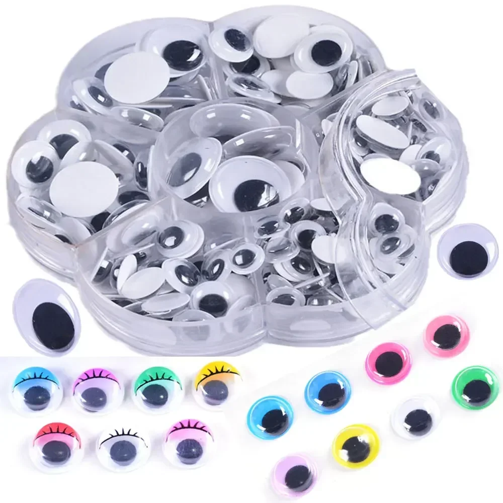 3D Dolls Eyes Self-Adhesive Wiggly Googly Doll Eye Movable Simulation Cartoon Animal Eyeball DIY Kindergarten Children Craft