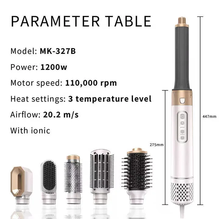 Private Label Flat Iron 5 In 1 Hot Air Bomb Electric One Step Hair Dryer Fast Hair Straightener Brush Mesky Hot Air Brush