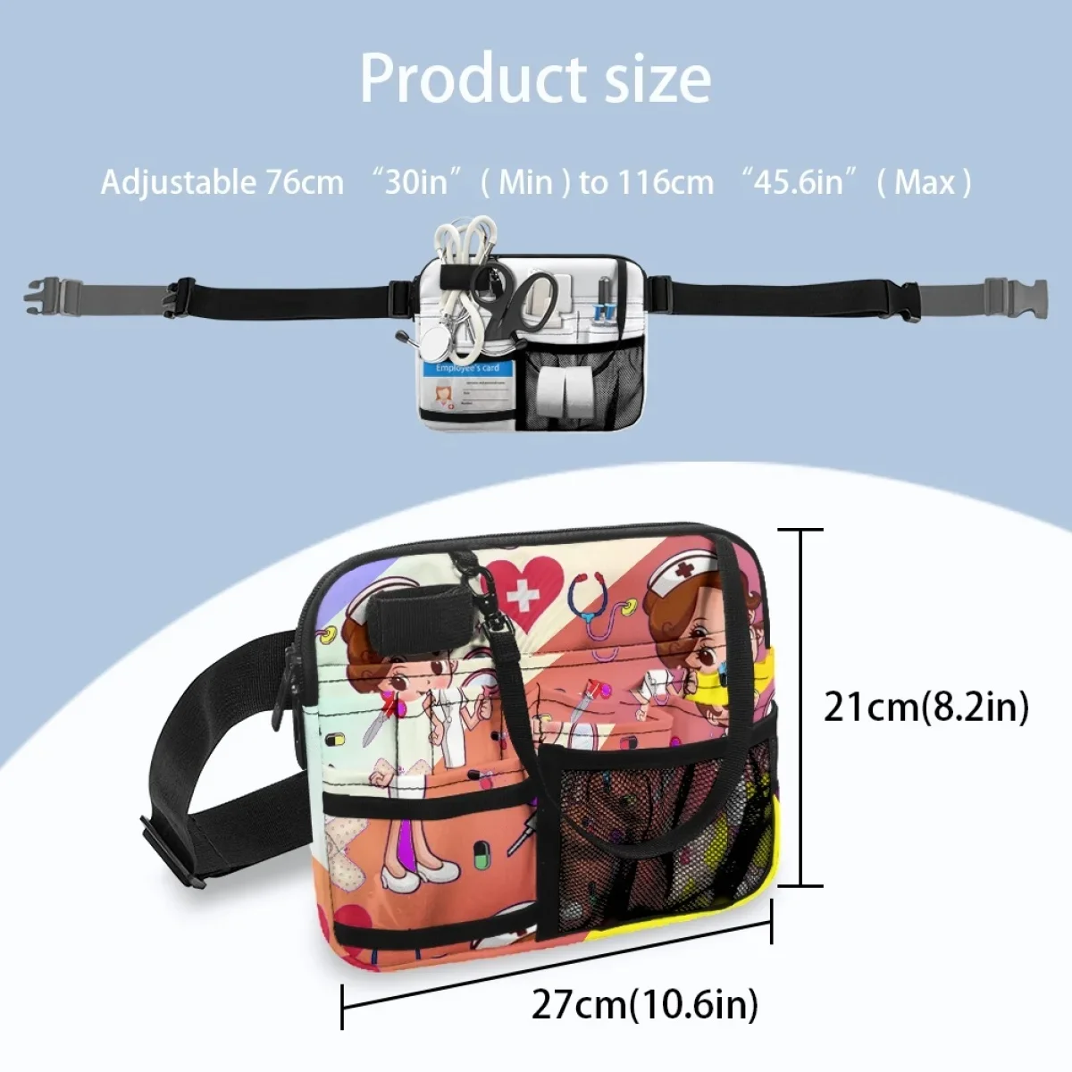 Multi compartimento Fanny Pack para mulheres, organizador do cinto de enfermagem, saco de cintura, bolsa de ferramentas para estetoscópios, tesoura de bandagem, novo