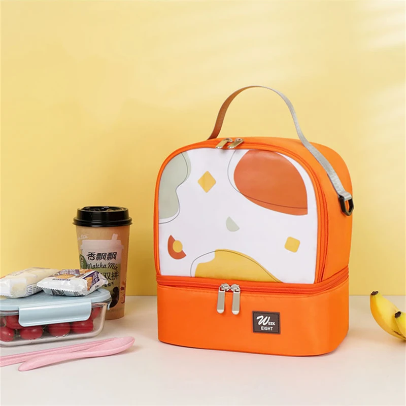 Bolsa térmica portátil de doble capa para el almuerzo, bolsa Bento de Picnic al aire libre, contenedor de comida, botella de leche para mamá, bolsas