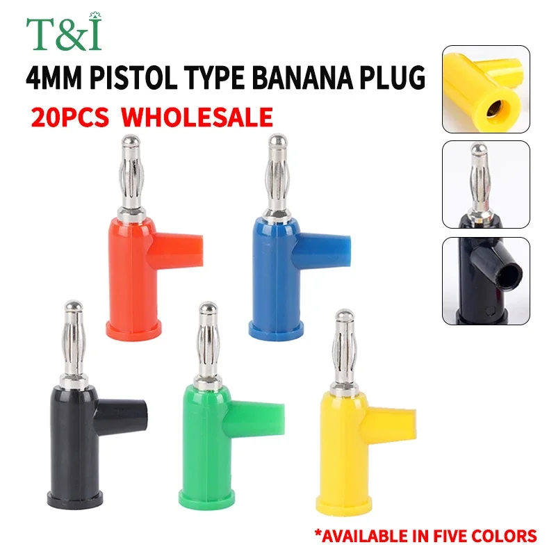 20Pcs 4MM Banana Plug Lantern Head Gun-Type Re-Insertable Test Audio Plug Welding-Free Side Screw Wiring