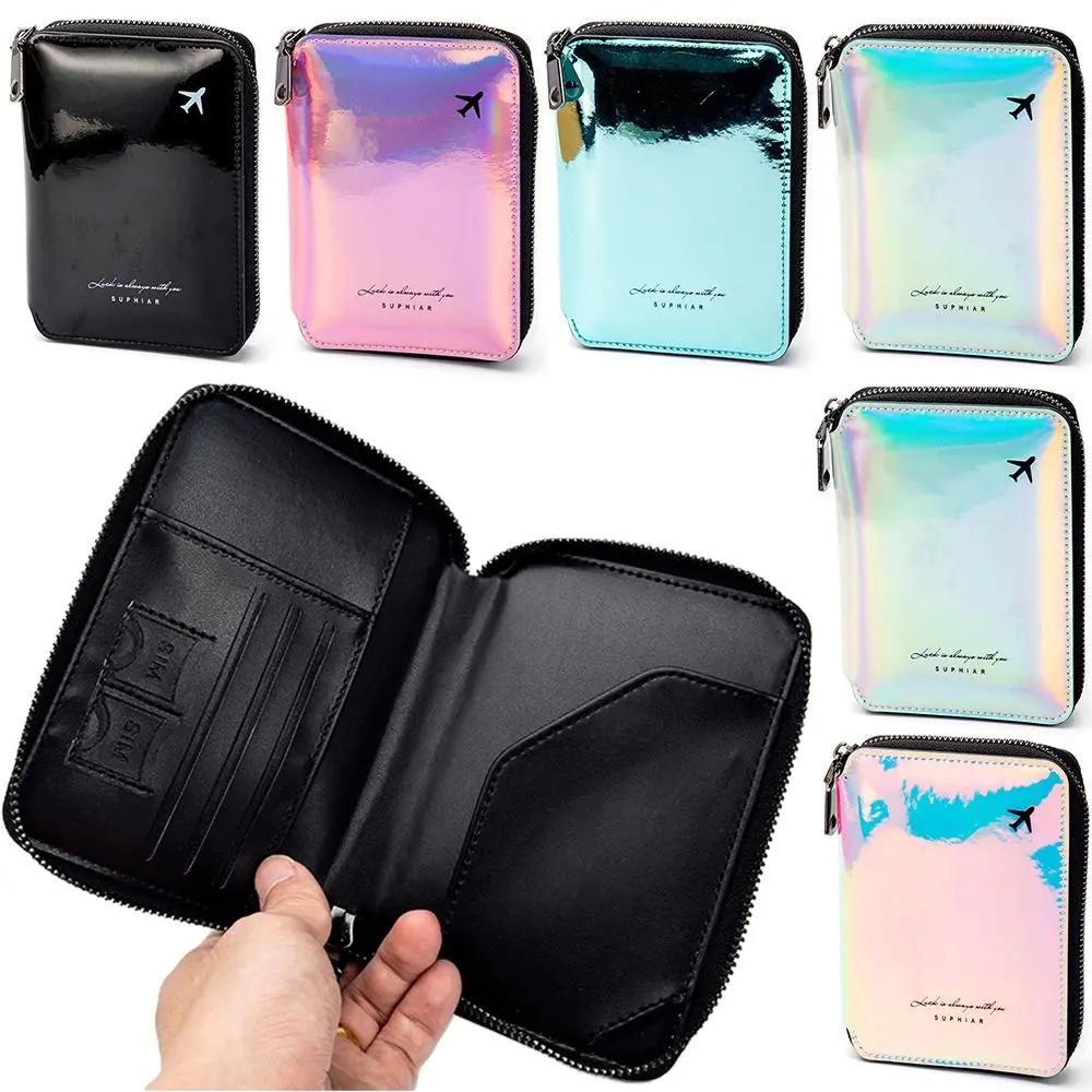 Creative Multicolor Passport Cover PU Storage Bag Zipper Coin Wallet Accessories Multi-function Passport Card Bag