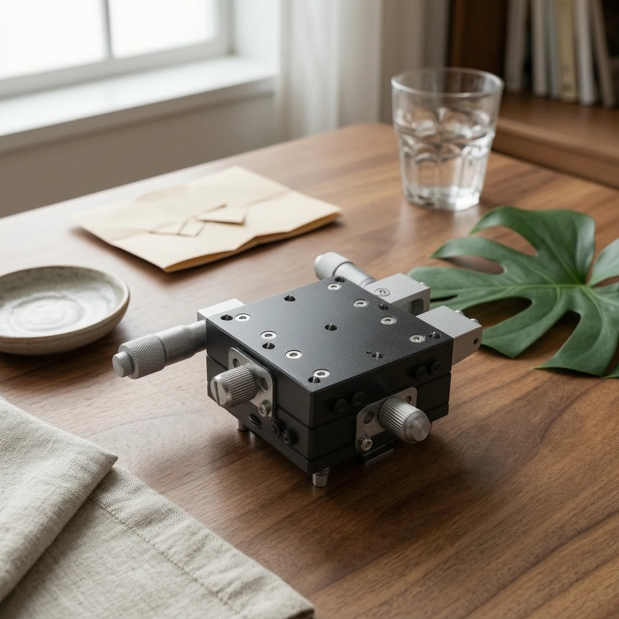 XY Micro-Positioning Stage Adjustable Manual Positioning Stage Cross-Slide Table Smooth Hardware Rigid for Machinists