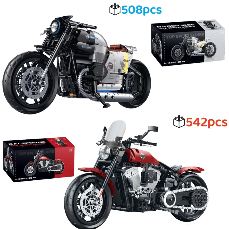 

Технический набор кирпичей для мотоцикла, сборка MOC, креативные строительные блоки, инженерные игрушки для детей, подарок на день рождения