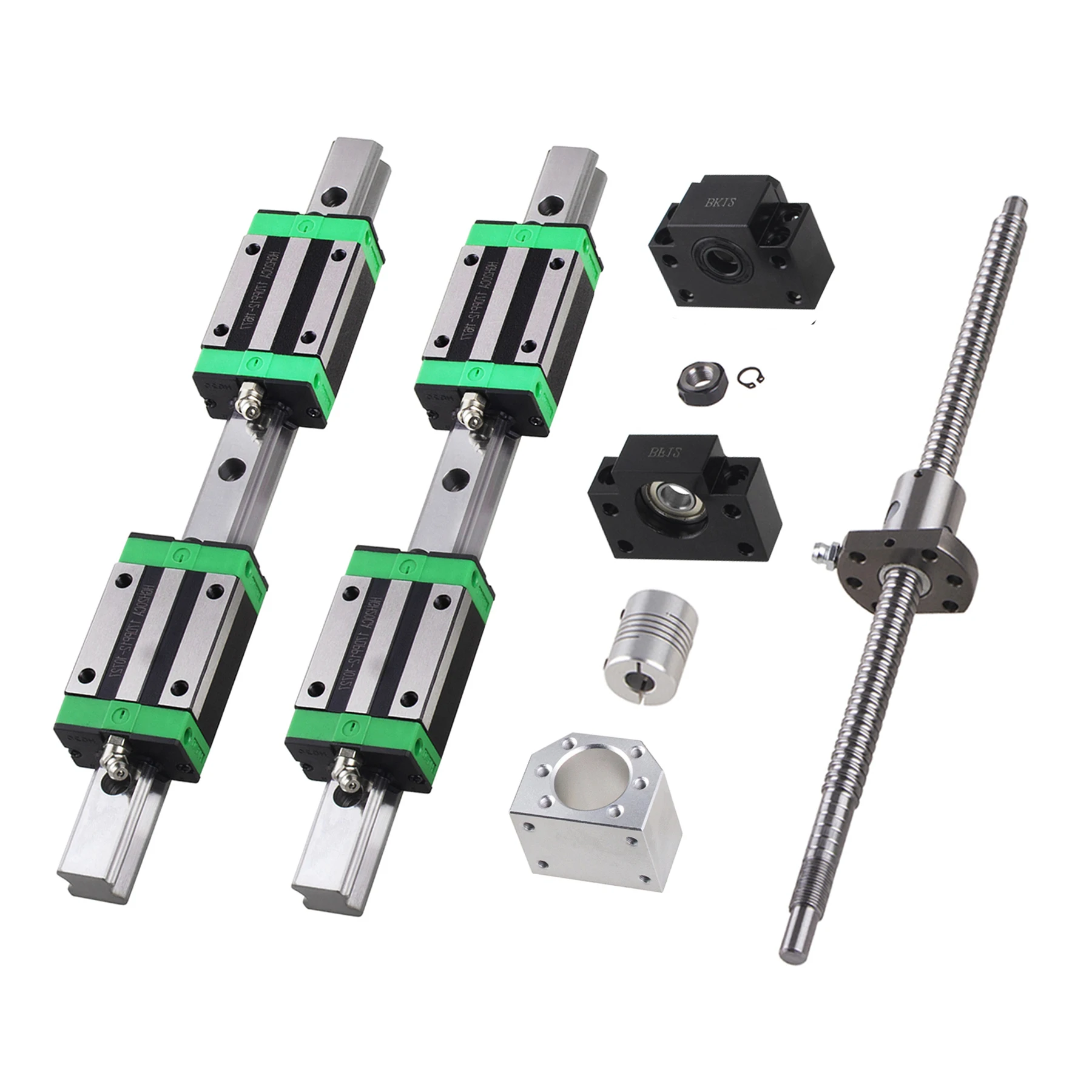 2PCS HGR20 Square Linear Guide Rail+4PCS HGH20CA Blocks +SFU1605 Ball Screw With Nut +BKBF12 +Nut Housing CNC Linear Actuator