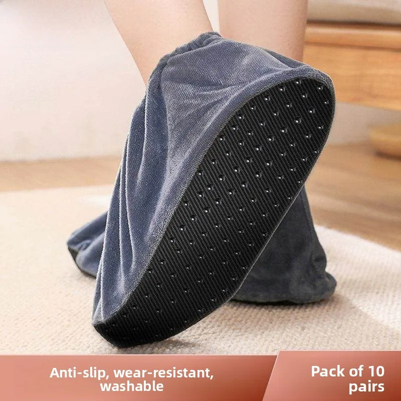 indoor-thickened-wear-resistant-washable-shoe-covers-non-slip-disposable-children's-foot-covers-low-cut-adult-size-waterproof