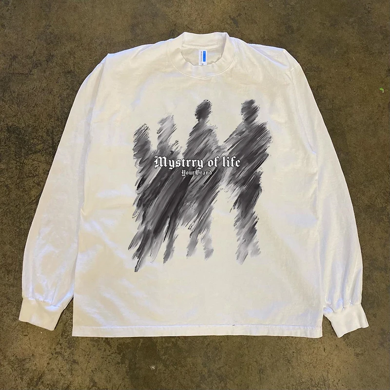 純綿300gヘビーウェイト長袖アメリカンスタイルカップルお揃いtシャツベースレイヤーシャツ男女兼用