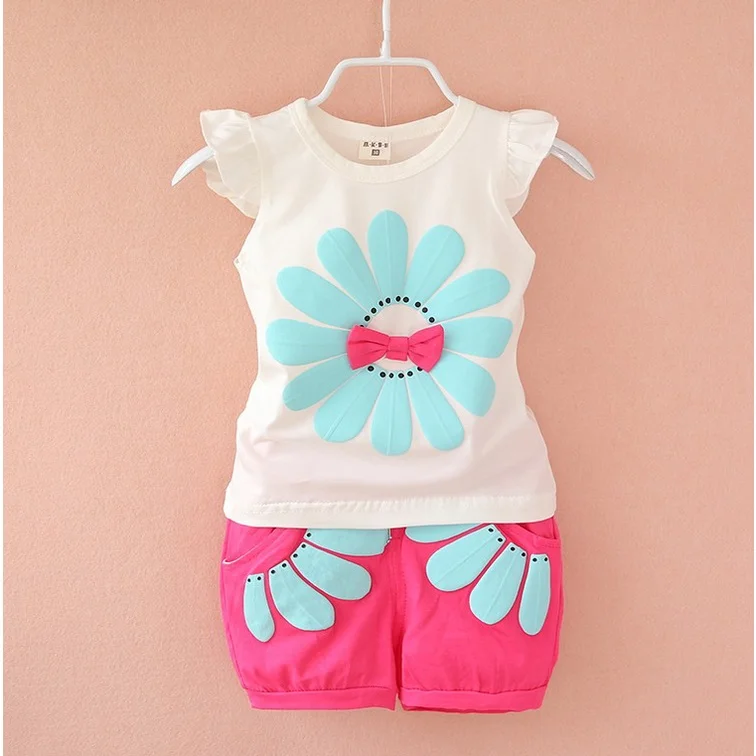 New Baby Girls Clothing Outfits Brand Summer Newborn Infant Sleeveless T-shirt Shorts 2pc/Sets Clothes Casual Sports Tracksuits