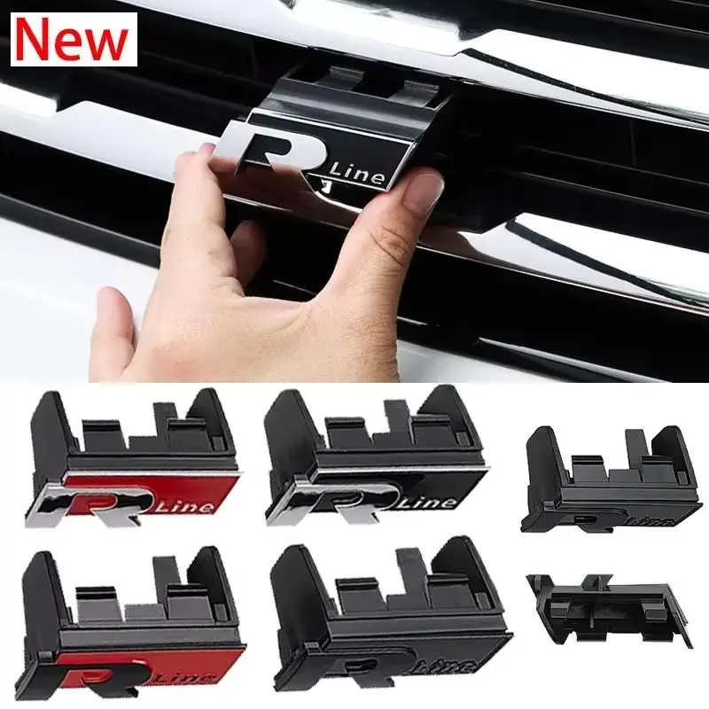 Pegatina de emblema para Volkswagen VW Rline Logo Tiguan L TAYRON TACQUA T-ROC X Bora Passat Touran CC Golf ABS, emblema para la parrilla delantera del coche