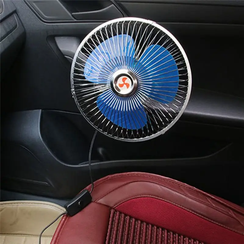 Large Fan 12V Car Fan Shaking Head Portable Auto Cooling Electric Fan Big Wind Fan Car Clip Fan For 12V Car-A67F
