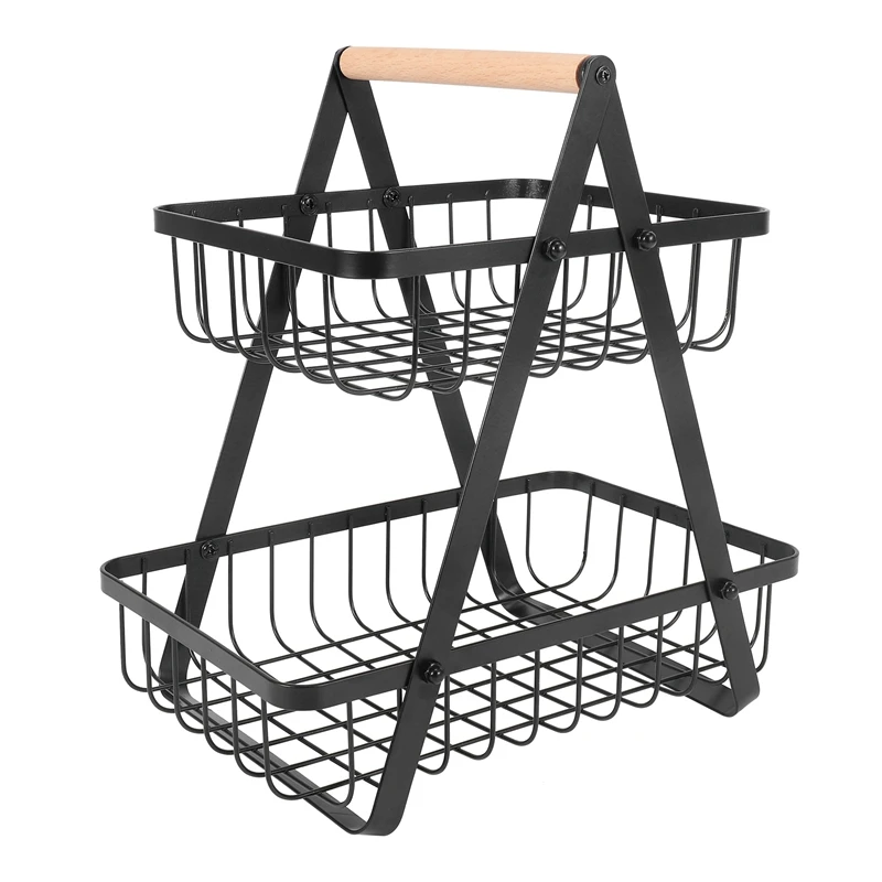 

2-Tier Countertop Fruit Basket Fruit Bowl Bread Basket Vegetable Holder For Kitchen Storage (Upgrade And Detachable)