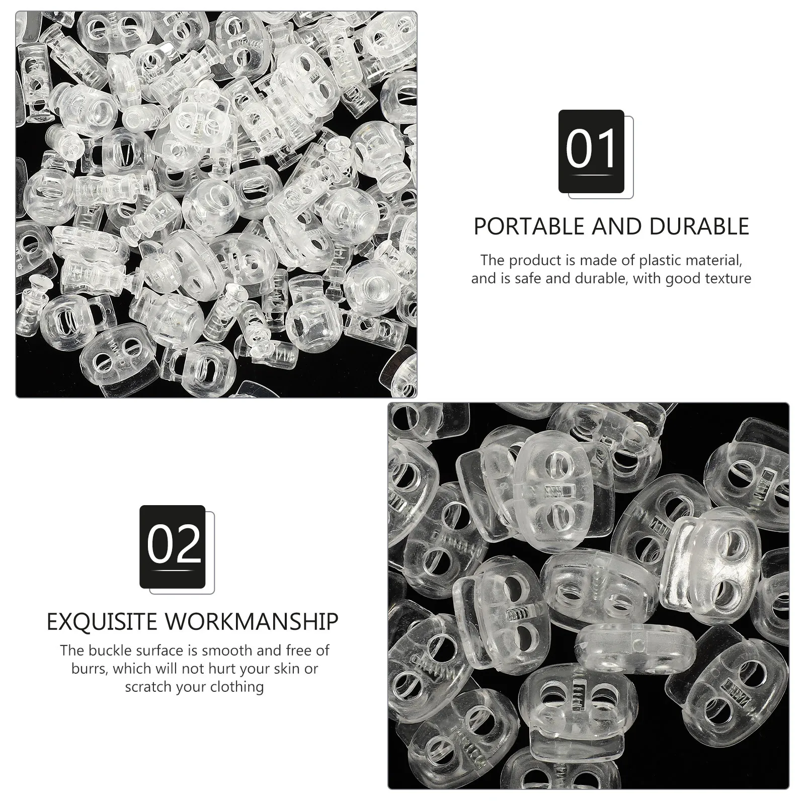 

100Pcs Spring Cord Lock Set Heavy Duty Plastic Buckles for Hoodies Masks Lanyards Drawstring Closures DIY Replacement Fixings