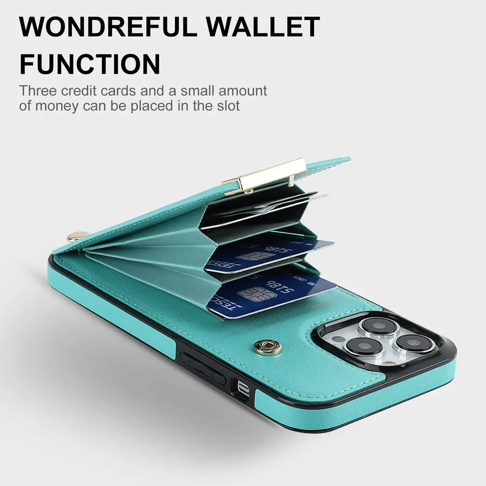 Leather Purse Case for iPhone 15 Pro Max Case Layered Cards Holder Slot Wallet Case for iPhone 14 16 Plus 13 12 11 Pro Max Cover