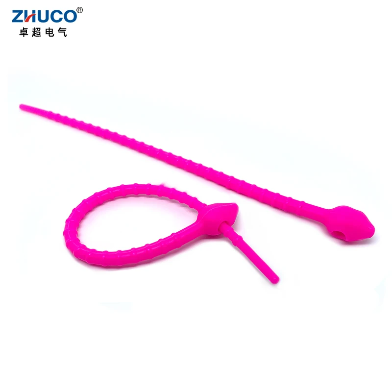 ZHUCO 5pcs 18cm Food Grade Cable Management Bundle Tool Headset Data Line Reusable Silicone Wire Zip Tie Multi-use Food Bag Clip