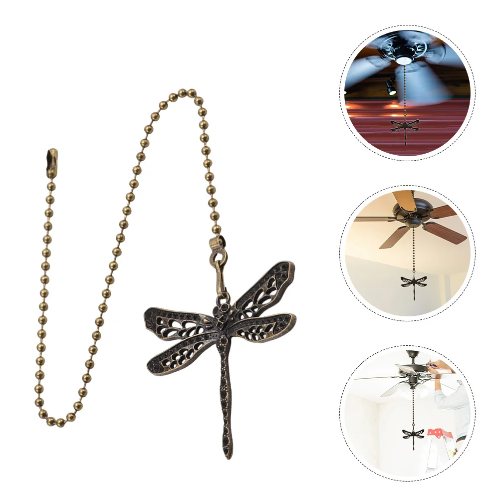 

2Pcs Dragonfly Pull Chain Pendant Decorative Ceiling Fan Pull Chain Extensions Vintage Metal for Ceiling Lamps Lights
