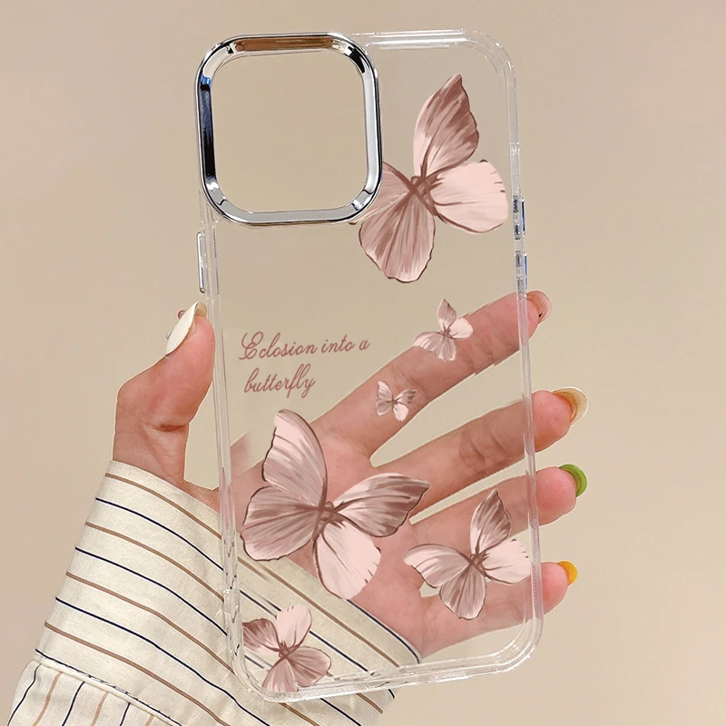 آيفون 17 برو ماكس حافظة تصفيح عدسة التطريز فراشة نمط غطاء ناعم ل فوندا آيفون 16 15 14 برو ماكس 13 12 11 الهواء #6