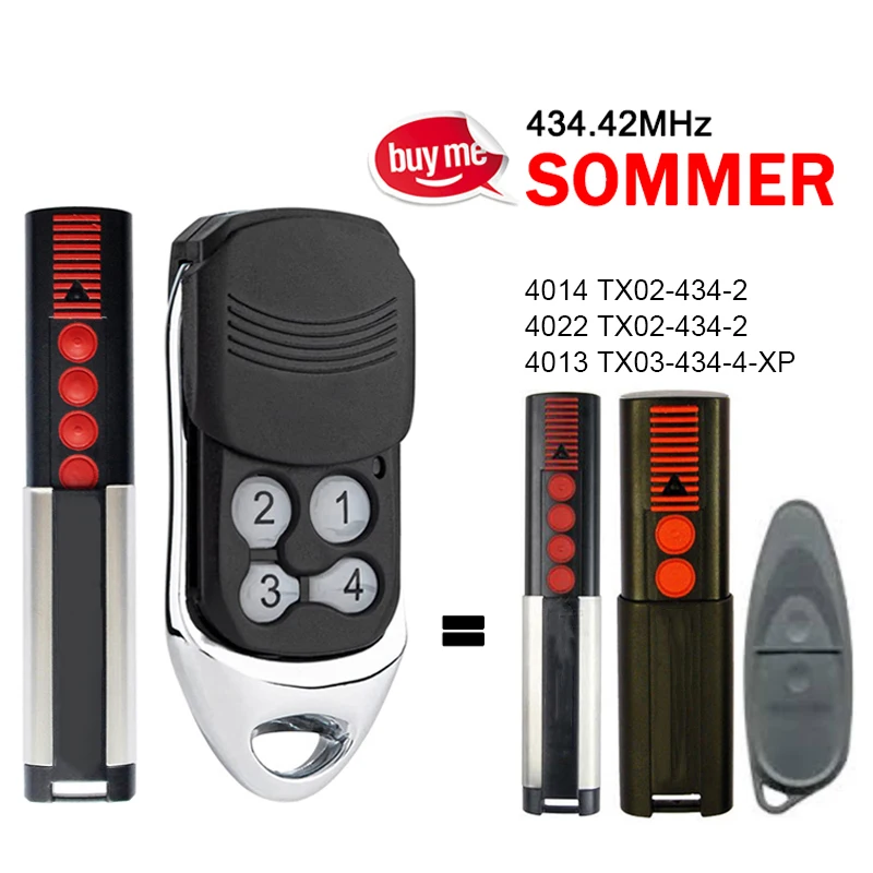 SOMMER 434MHz TX03 434 4 XP Garage Remote Control 434.42MHz SOMMER 4013 TX03-434-4-XP 4014 4022 TX02-434-2 Gate Remote Control